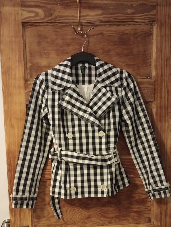 Ralph Lauren Jackets & Blazers - Ralph Lauren Black and White Gingham Double-Breasted Trench Style Rain Jacket